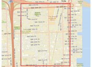 Area of Miami with confirmed cases of locally-spread Zika.